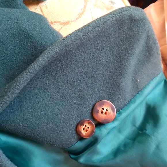 Vintage Emerald Green Pure WOOL Oversize Blazer Women’s Size L - Picture 4 of 5